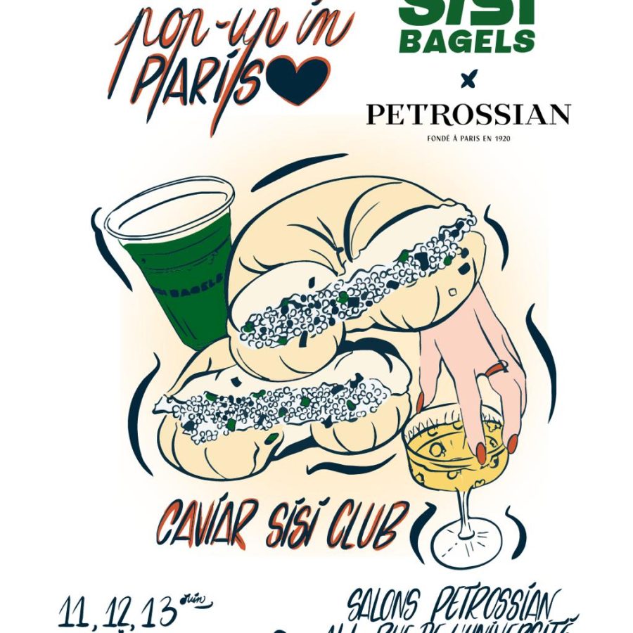 Illustration sisi bagels x petrossian