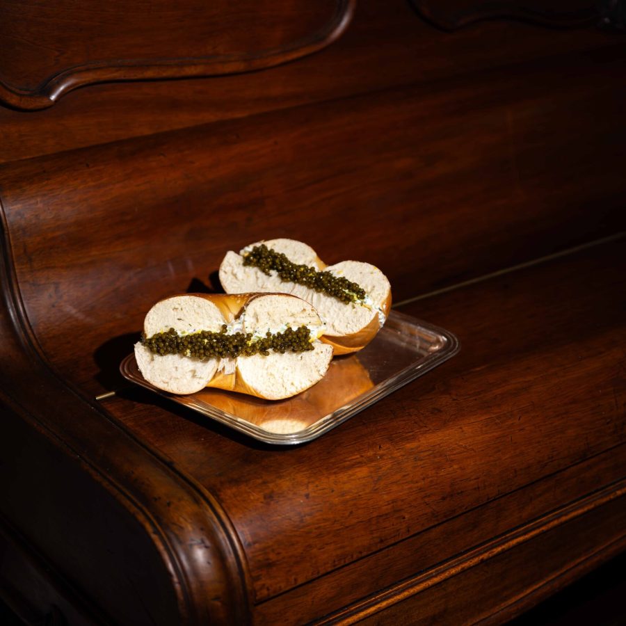 Bagel caviar piano